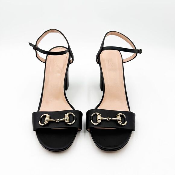 Gucci Horsebit Block Heel Sandals EU 40 US 10 Leather High Heel Open Toe - Picture 2 of 12